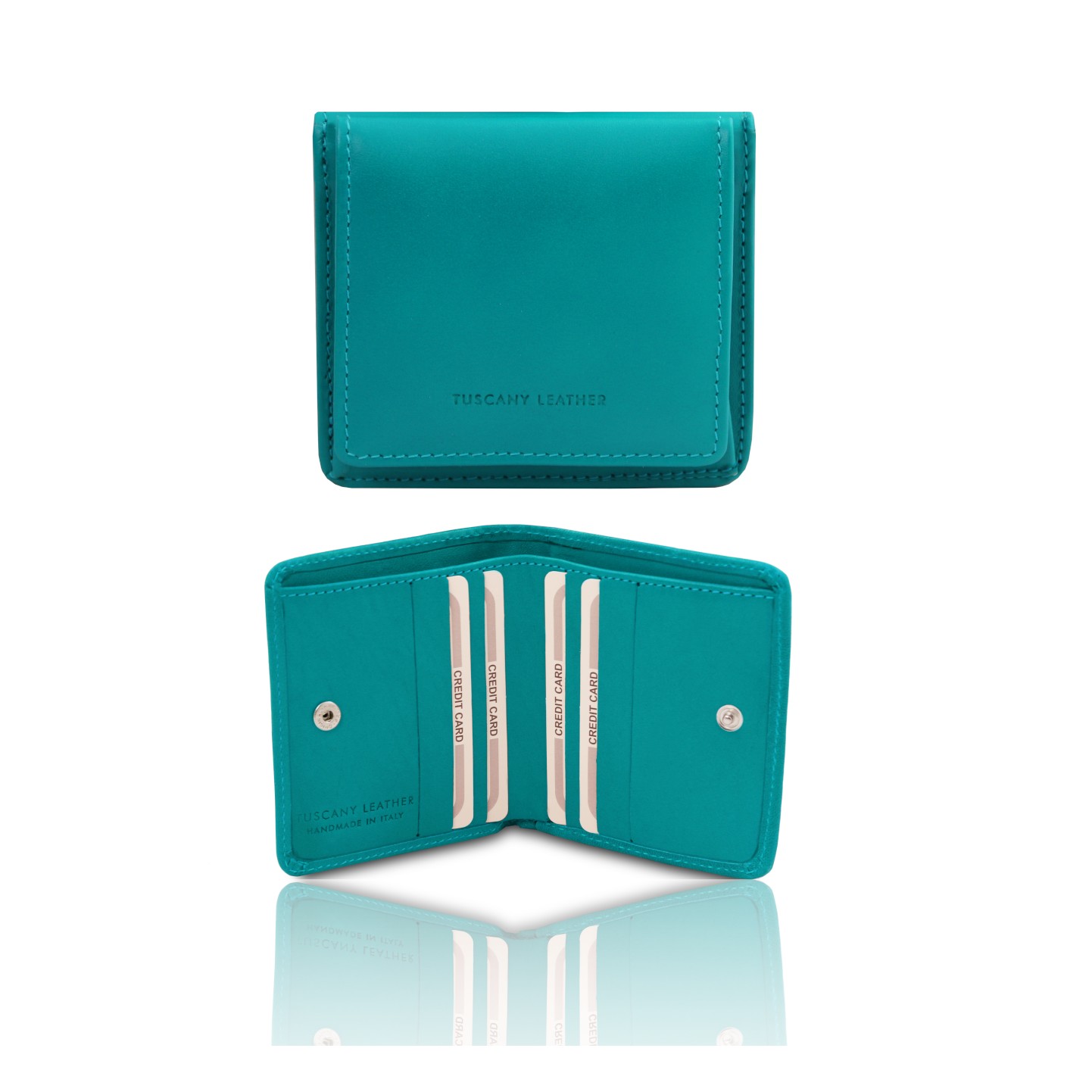 フルグレインレザーのコインケースつきふたつ折り財布 - AmicaMako